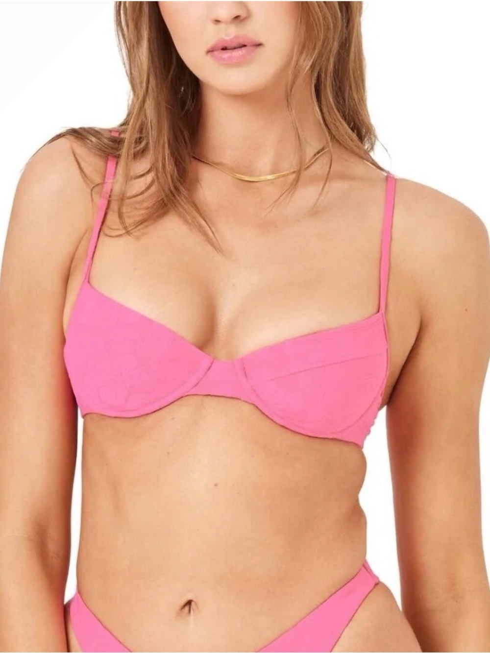 L*SPACE Missy Pink Floral Bikini Top